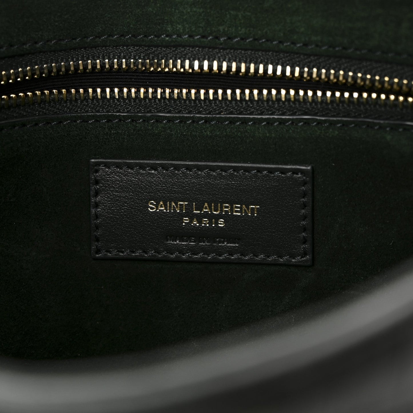 Saint Laurent Calfskin Crocodile Embossed Le 5 A 7 Hobo Dark Green Bottle
