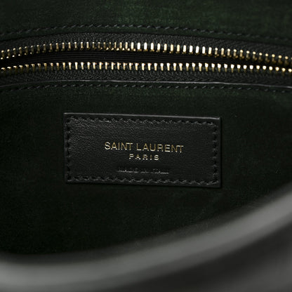 Saint Laurent Calfskin Crocodile Embossed Le 5 A 7 Hobo Dark Green Bottle