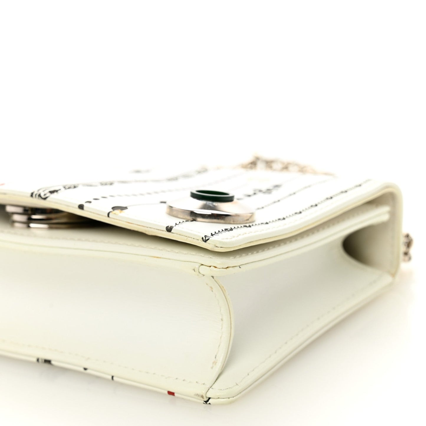 Christian Dior Calfskin Printed Mini Diorama Flap Bag White