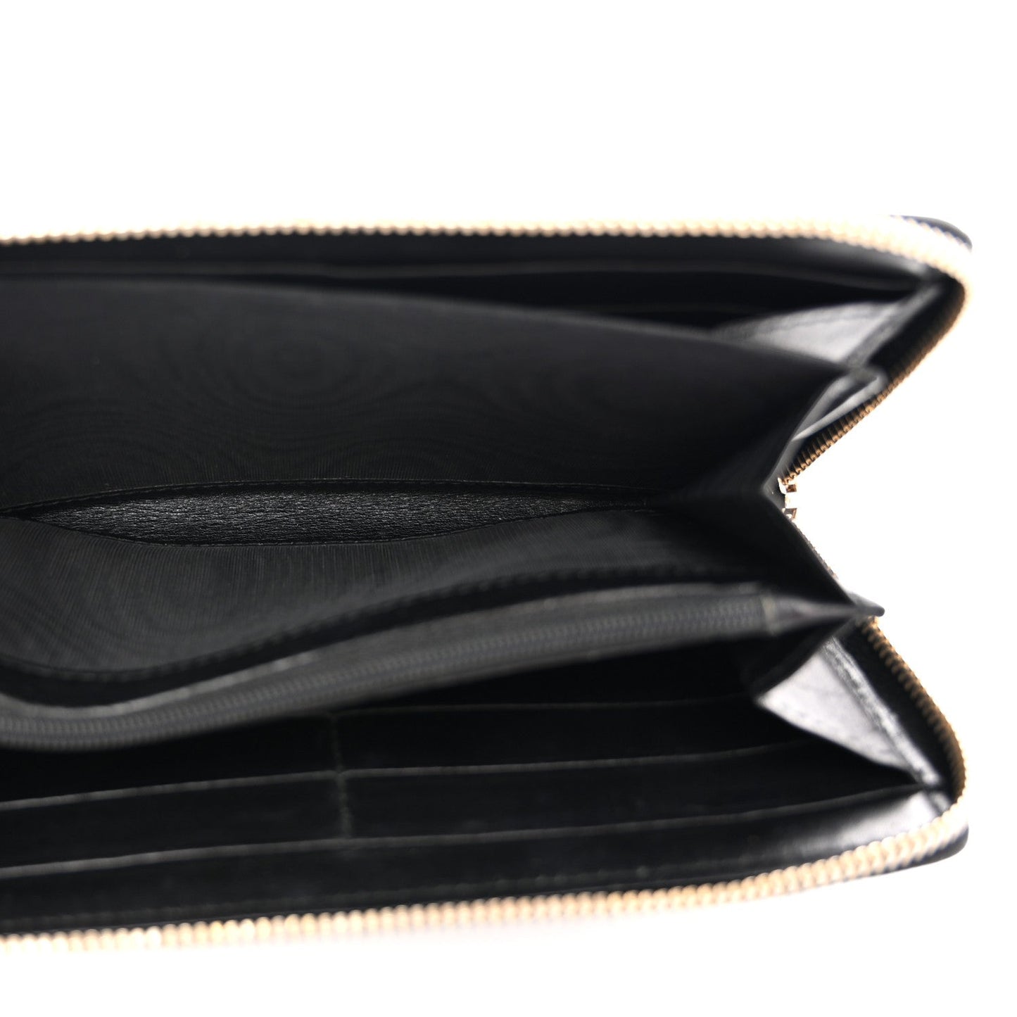 Saint Laurent Textured Patent Monogram Belle De Jour Zip Around Wallet Black