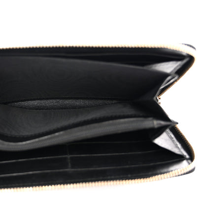 Saint Laurent Textured Patent Monogram Belle De Jour Zip Around Wallet Black