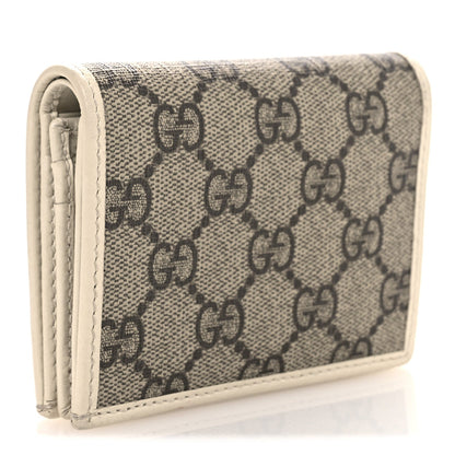 Gucci GG Supreme Monogram Azalea Calfskin Horsebit 1955 Card Case Wallet Beige Ebony Mystic White