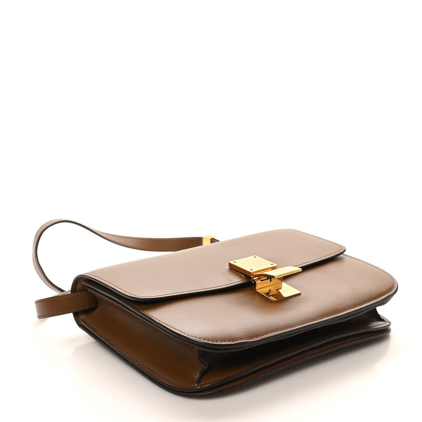Celine Box Calfskin Medium Classic Box Flap Bag Camel