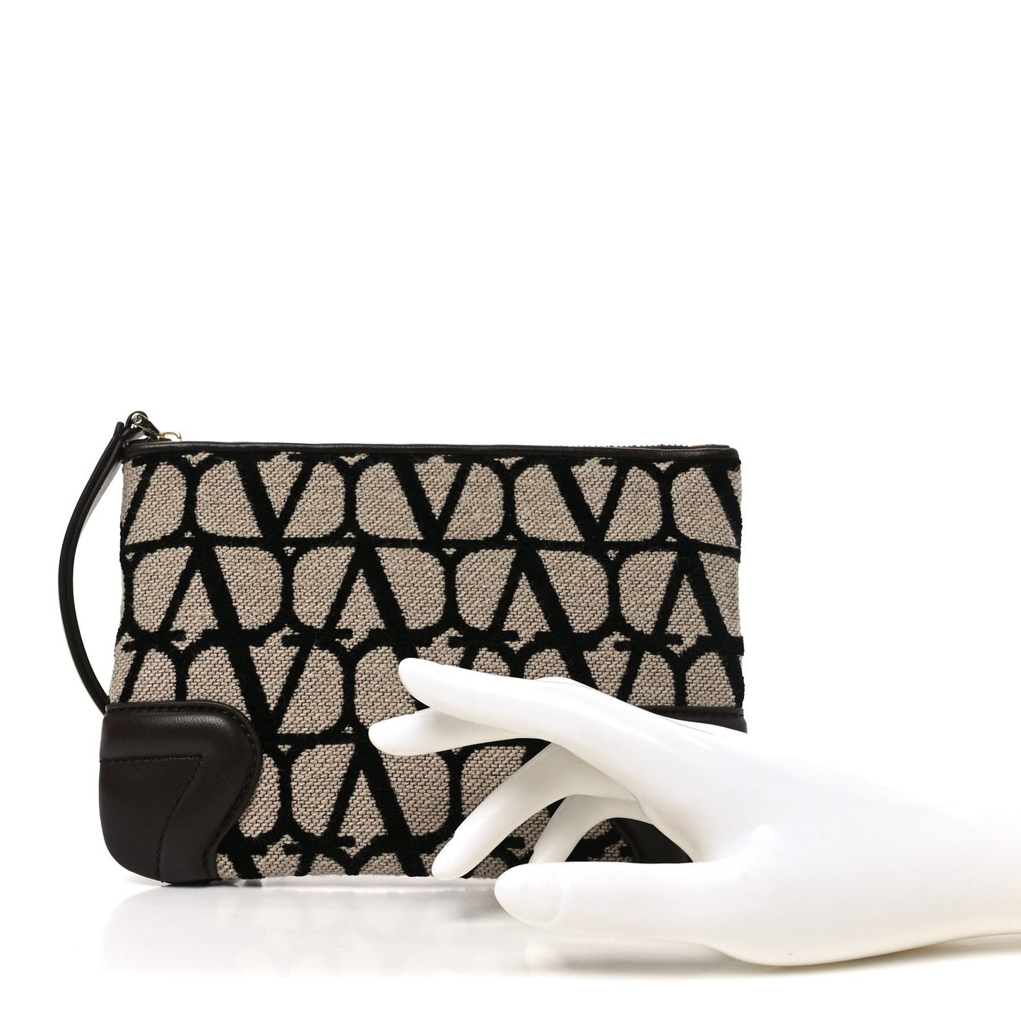 Valentino Garavani Toile Iconographe Pouch Naturale Black Fondant