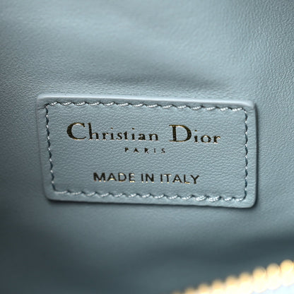 Christian Dior Calfskin Macrocannage Small Diortravel Nomad Pouch Bracing Blue