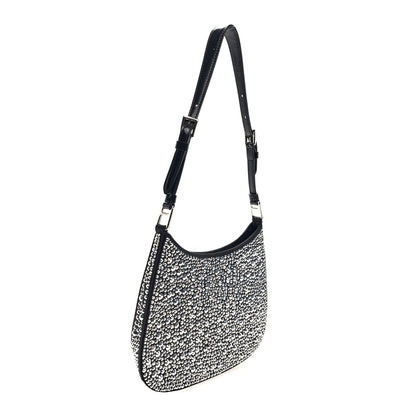 Prada Satin Crystal Cleo Adjustable Strap Shoulder Bag Metal