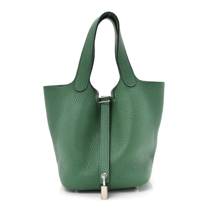 Hermes Taurillon Clemence Picotin Lock 18 PM Vert Vertigo