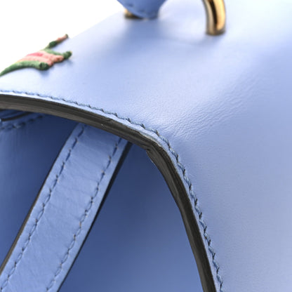 Gucci Calfskin Embroidered Medium Sylvie Top Handle Bag Clear Sky Blue