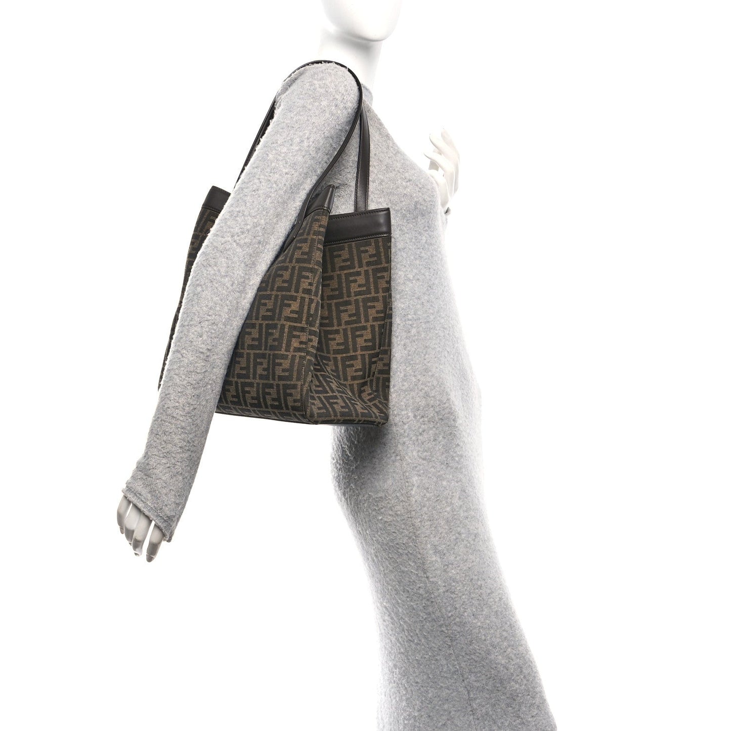 Fendi Fabric Jacquard Vitello Grance FF 1974 Large Fendi Origami Tobacco Moro Ebano