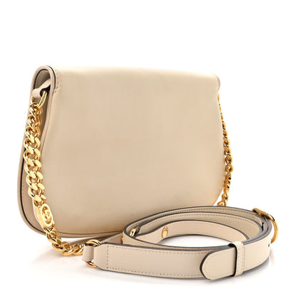 Gucci Roxy Calfskin Blondie Chain Shoulder Flap Bag Mystic White