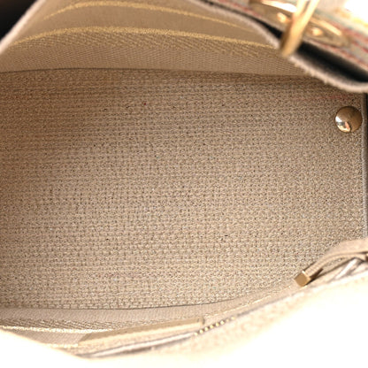 Christian Dior Canvas Embroidered Medium Lady D-Lite Beige Multicolor