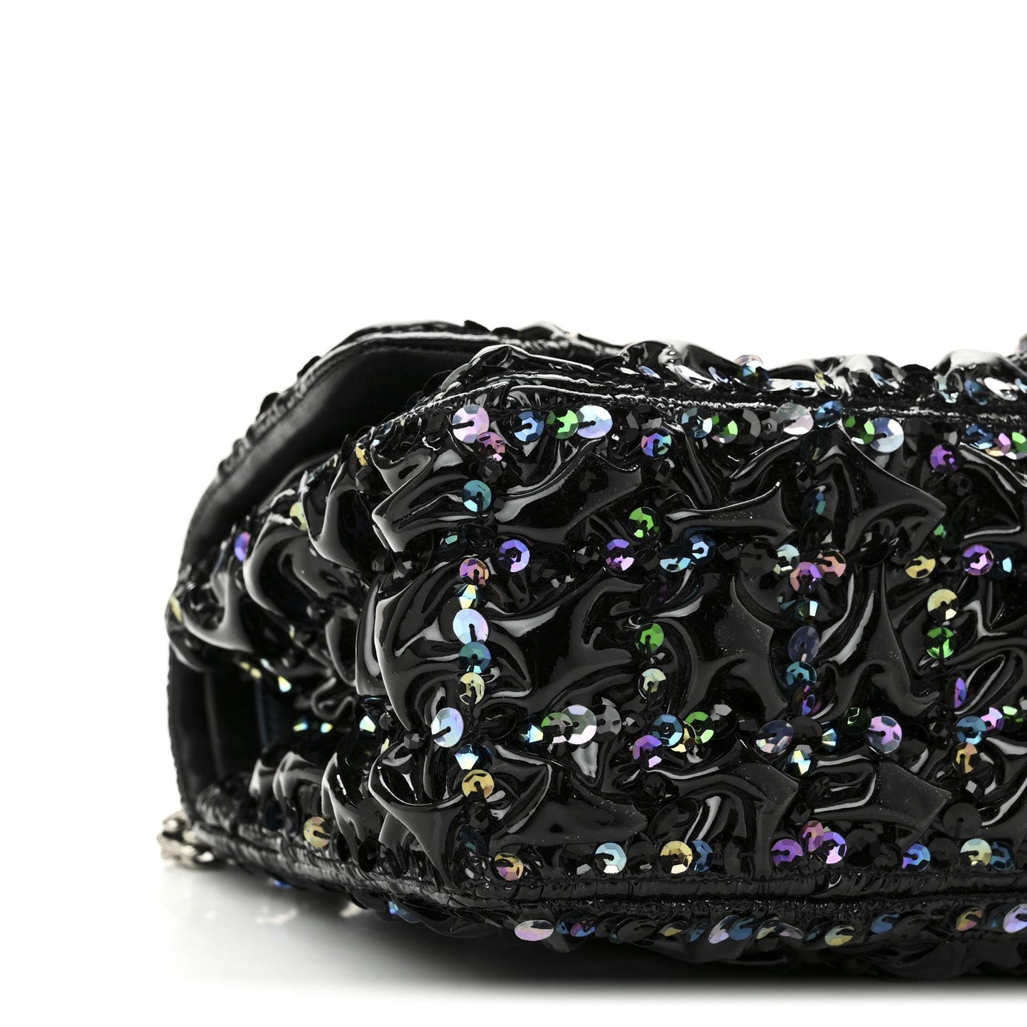 Chanel Patent Sequin Crystal Ruched 2.55 Reissue 225 Flap Black