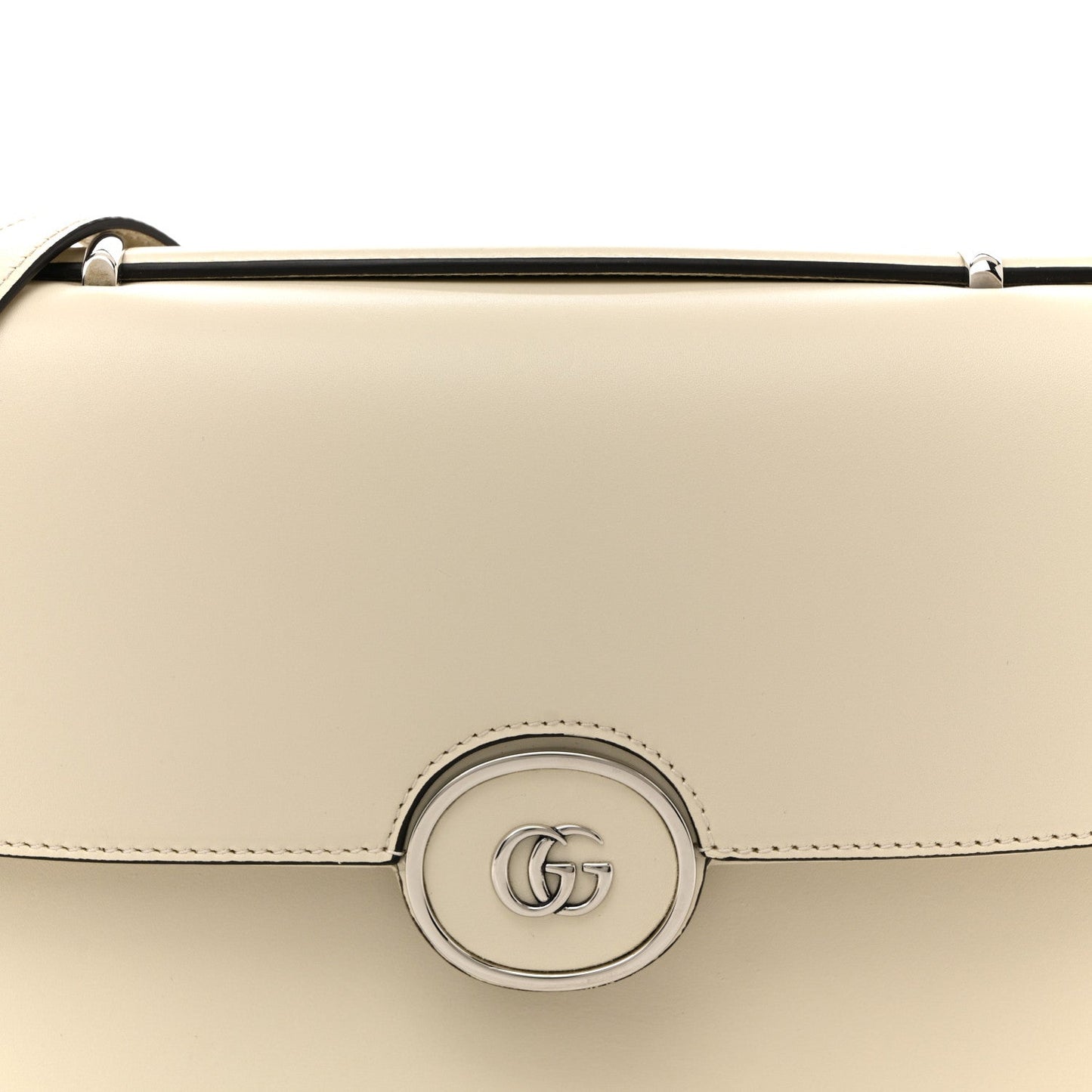 Gucci Senna Calfskin Petite GG Top Handle Shoulder Bag Mystic White