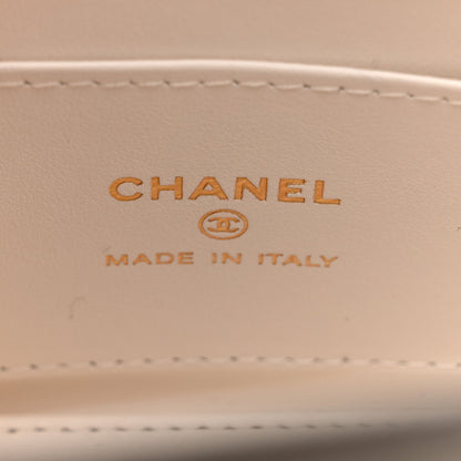 Chanel Shiny Aged Calfskin Quilted Mini Nano Kelly Shopper White
