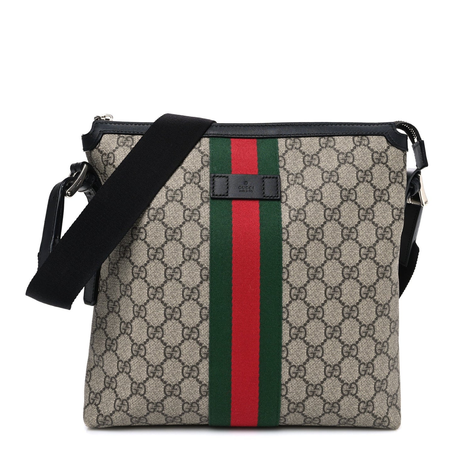 Gucci GG Supreme Monogram Web Messenger Bag Black