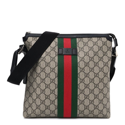 Gucci GG Supreme Monogram Web Messenger Bag Black