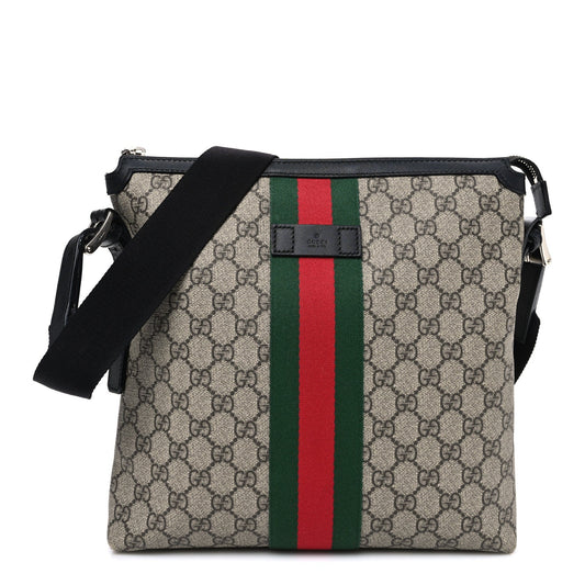 Gucci GG Supreme Monogram Web Messenger Bag Black