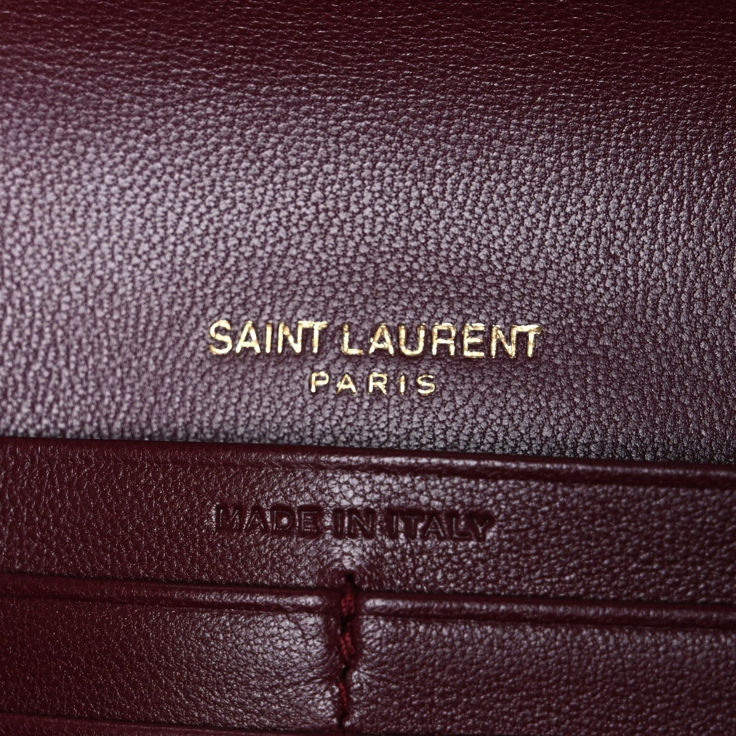 Saint Laurent Calfskin Matelasse Chevron Monogram Flap Wallet Dark Bordeaux