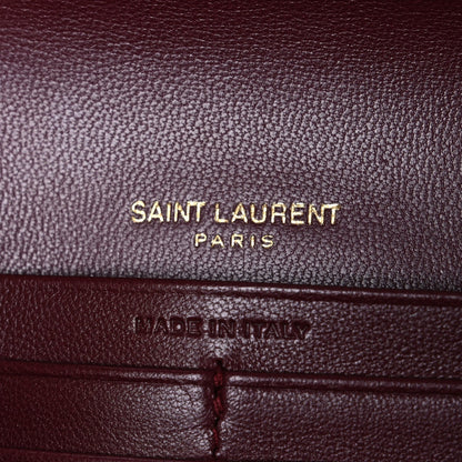 Saint Laurent Calfskin Matelasse Chevron Monogram Flap Wallet Dark Bordeaux