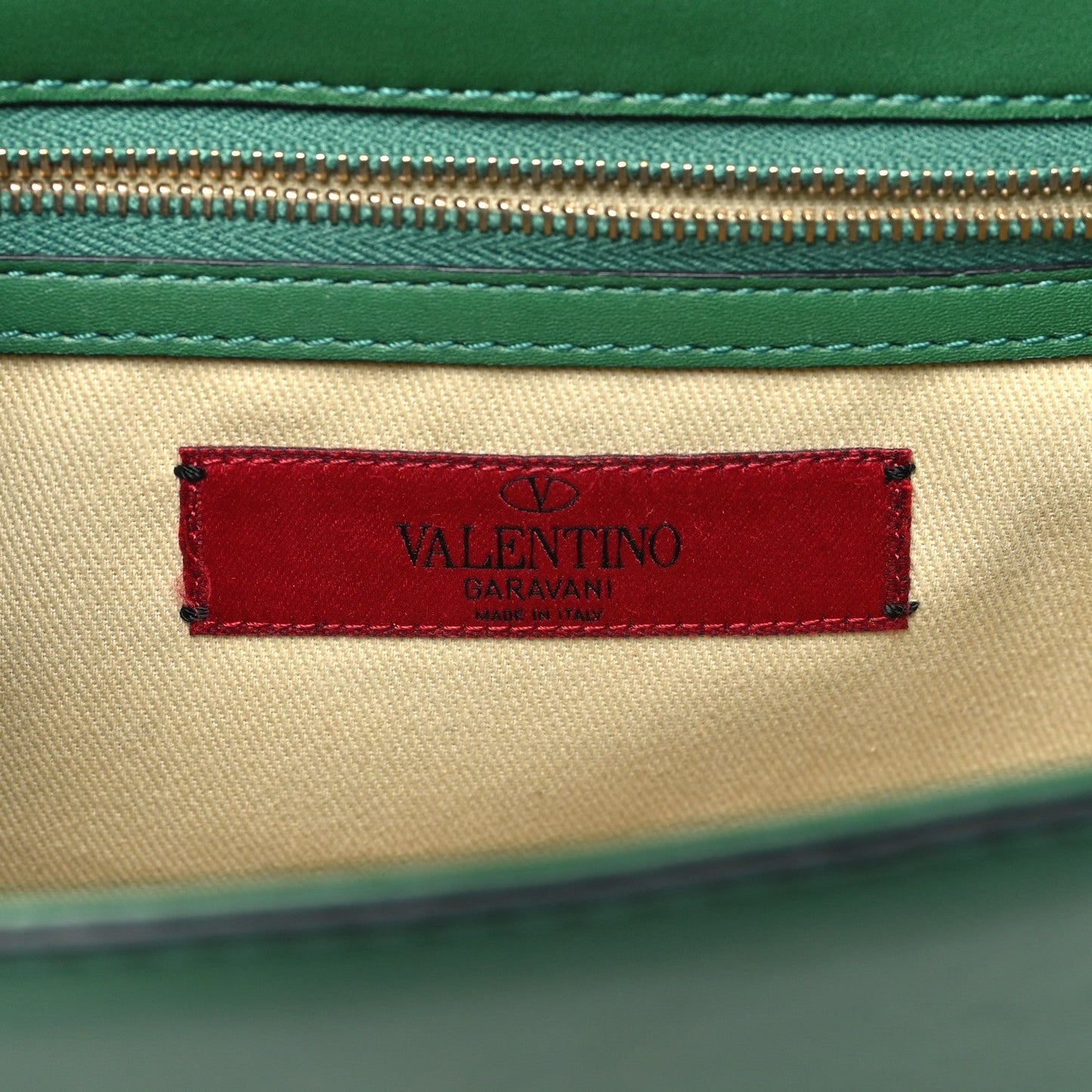 Valentino Garavani Vitello Medium Glam Lock Rockstud Flap Pop Green