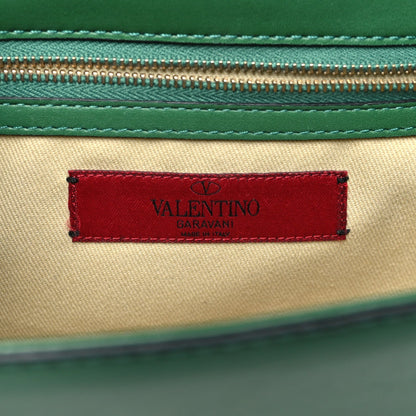 Valentino Garavani Vitello Medium Glam Lock Rockstud Flap Pop Green