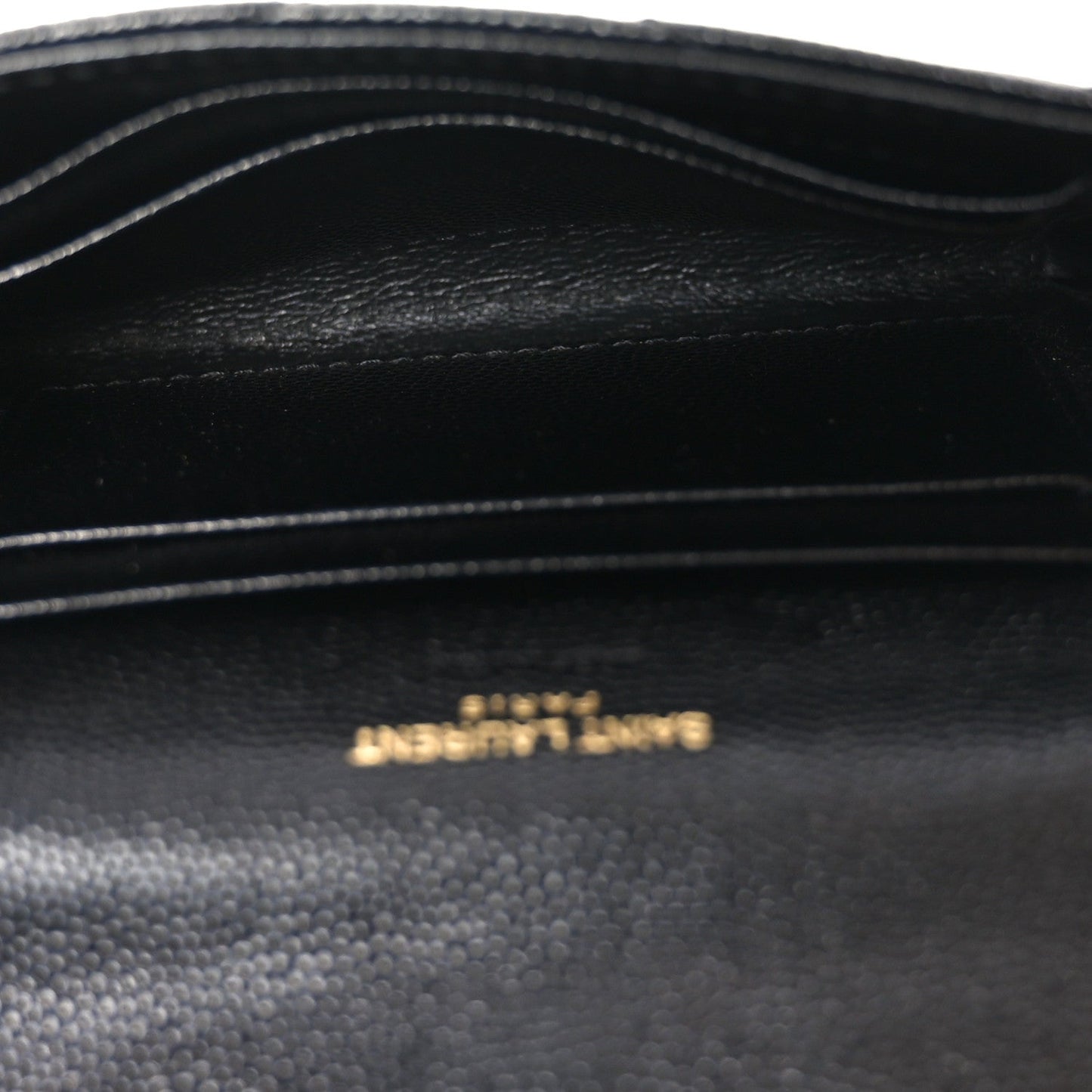 Saint Laurent Grain De Poudre Matelasse Chevron Small Monogram Envelope Wallet Black