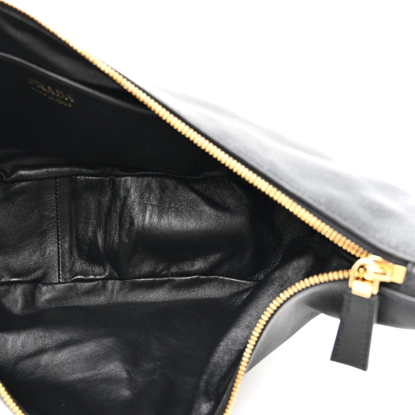 Prada Soft Grain Calfskin Large Demi-Lune Shoulder Bag Black