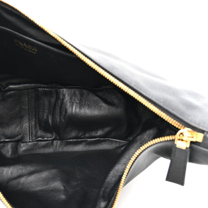 Prada Soft Grain Calfskin Large Demi-Lune Shoulder Bag Black