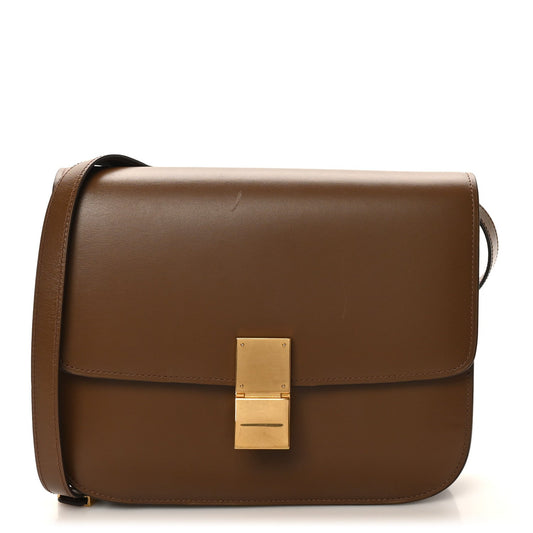 Celine Box Calfskin Medium Classic Box Flap Bag Camel