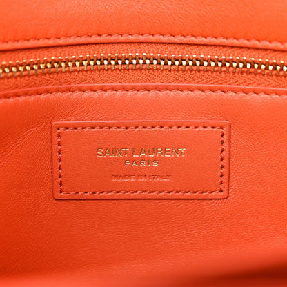 Saint Laurent Lambskin Carre Quilted Le Maillon Satchel Orange
