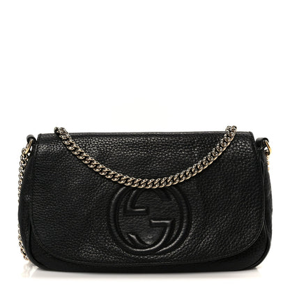Gucci Pebbled Calfskin Medium Soho Flap Crossbody Black