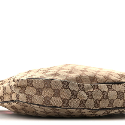 Gucci Monogram Web Medium Half Moon Hobo Dark Brown