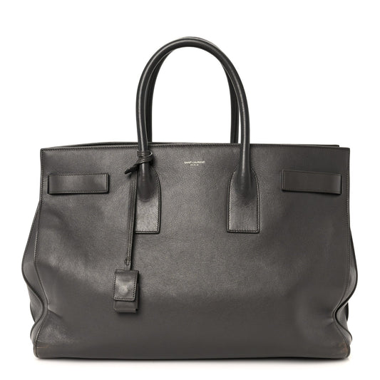 Saint Laurent Calfskin Large Sac de Jour Carryall Grey