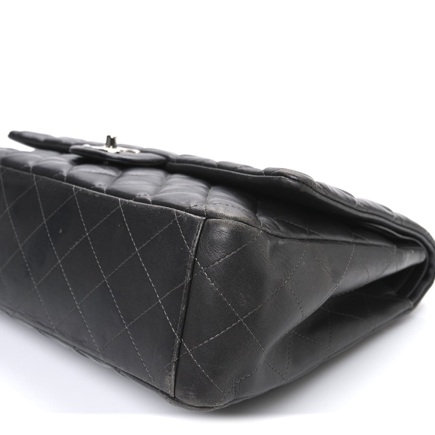 Chanel Lambskin Quilted Maxi Double Flap Dark Grey