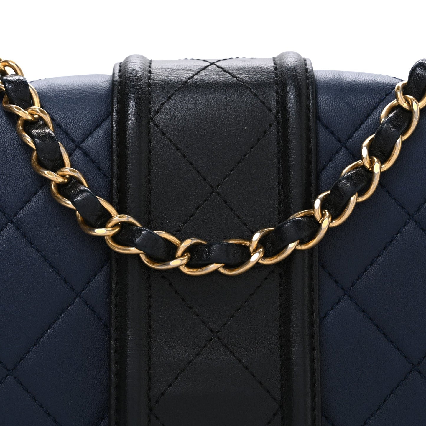 Chanel Lambskin Quilted Medium Elegant CC Flap Navy Black