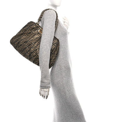Fendi Metallic Lurex Zucca Mia Tote Bronze