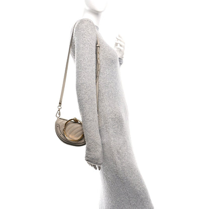 Chloe Calfskin Lambskin Quilted Studded Nile Bracelet Minaudiere Bag Pastel Grey