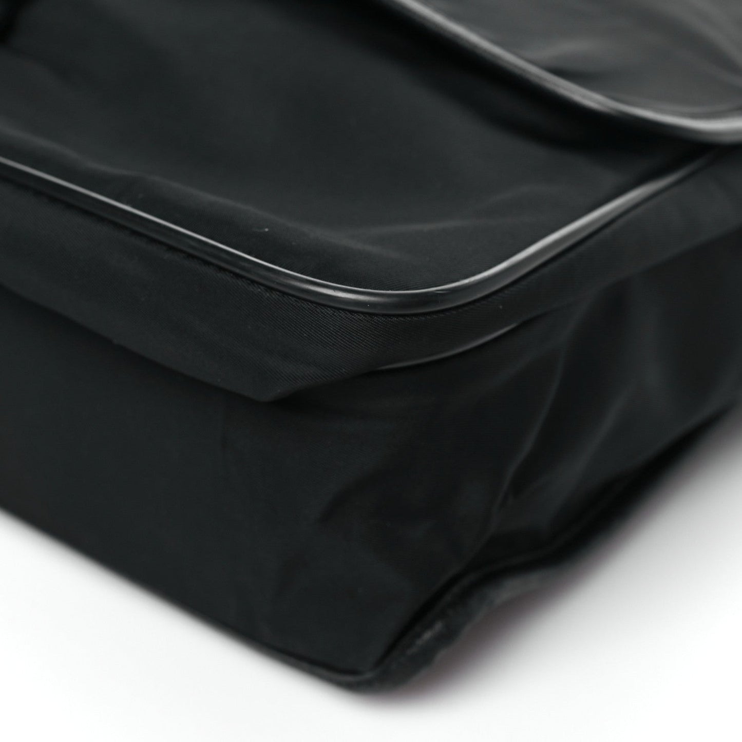 Prada Tessuto Nylon Saffiano Single Snap Buckle Flap Messenger Bag Black