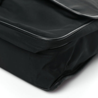 Prada Tessuto Nylon Saffiano Single Snap Buckle Flap Messenger Bag Black