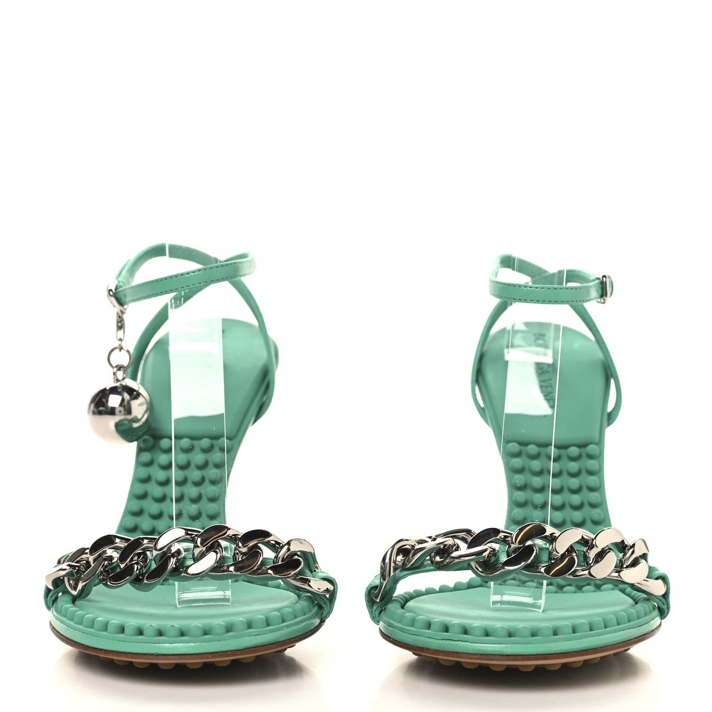 Bottega Veneta Lambskin Dot 100mm Sandals 37 Acid Turquoise