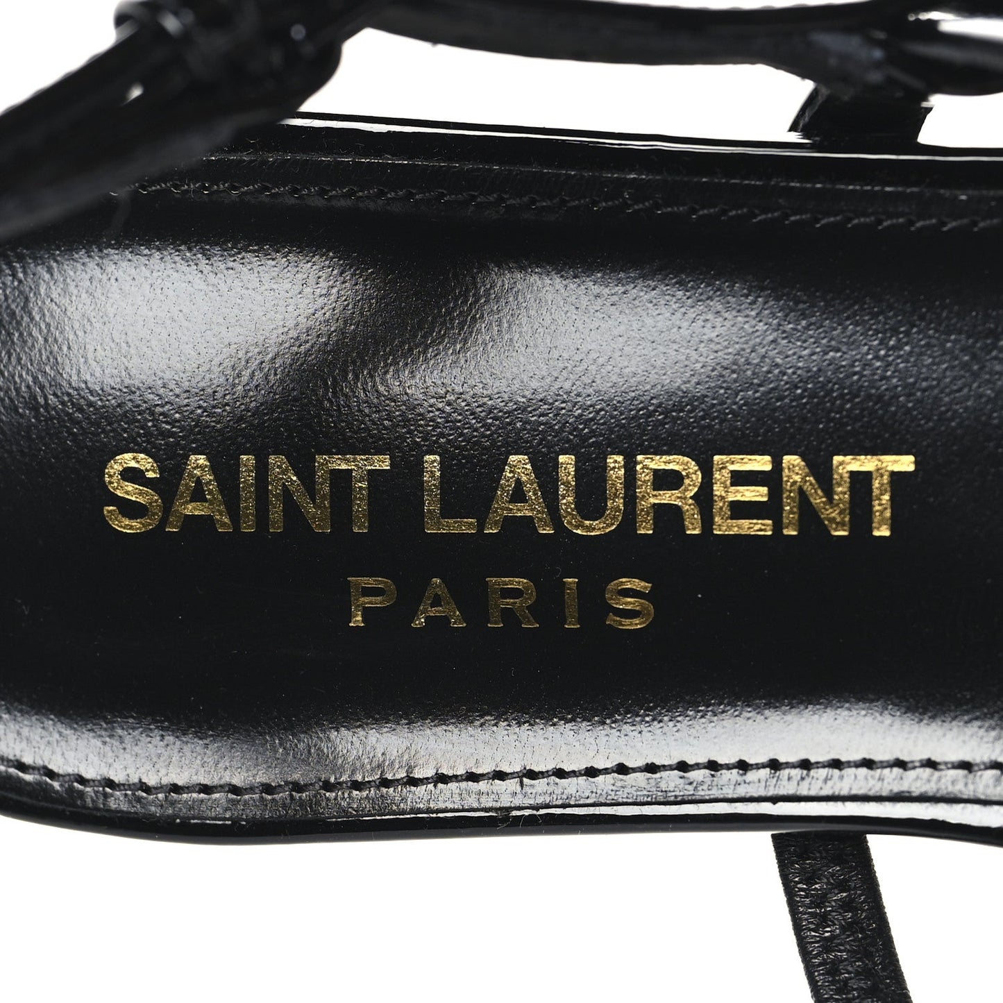 Saint Laurent Patent Calfskin Cassandra Monogram Sandals 35.5 Black
