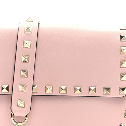 Valentino Garavani Vitello Rockstud Crossbody Saddle Bag Water Rose