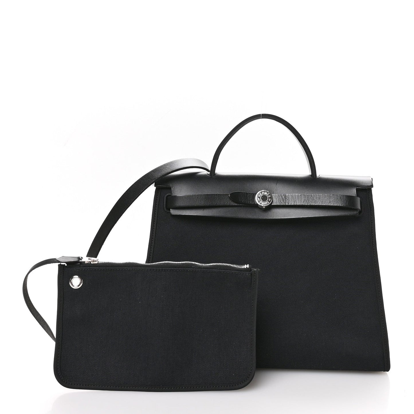 Hermes Military Toile Vache Hunter Herbag Zip PM 31 Black