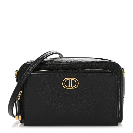 Christian Dior Grained Calfskin Caro Double Pouch Black
