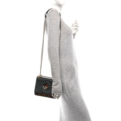 Fendi Vitello Century Velvet F is Fendi FF Small Kan I Shoulder Bag Black Tobacco