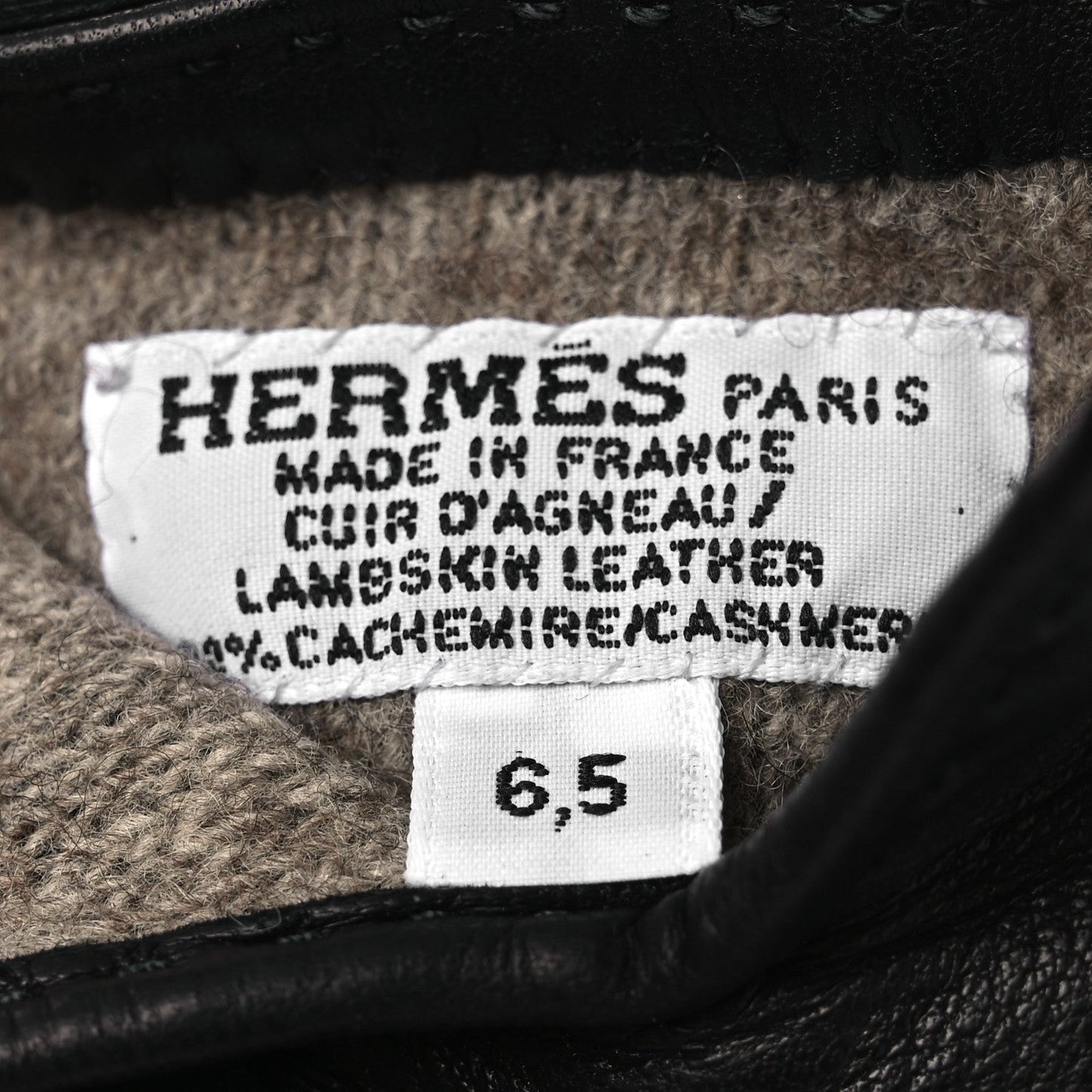 Hermes Lambskin Cashmere Kelly Lock Gloves 6.5 Black