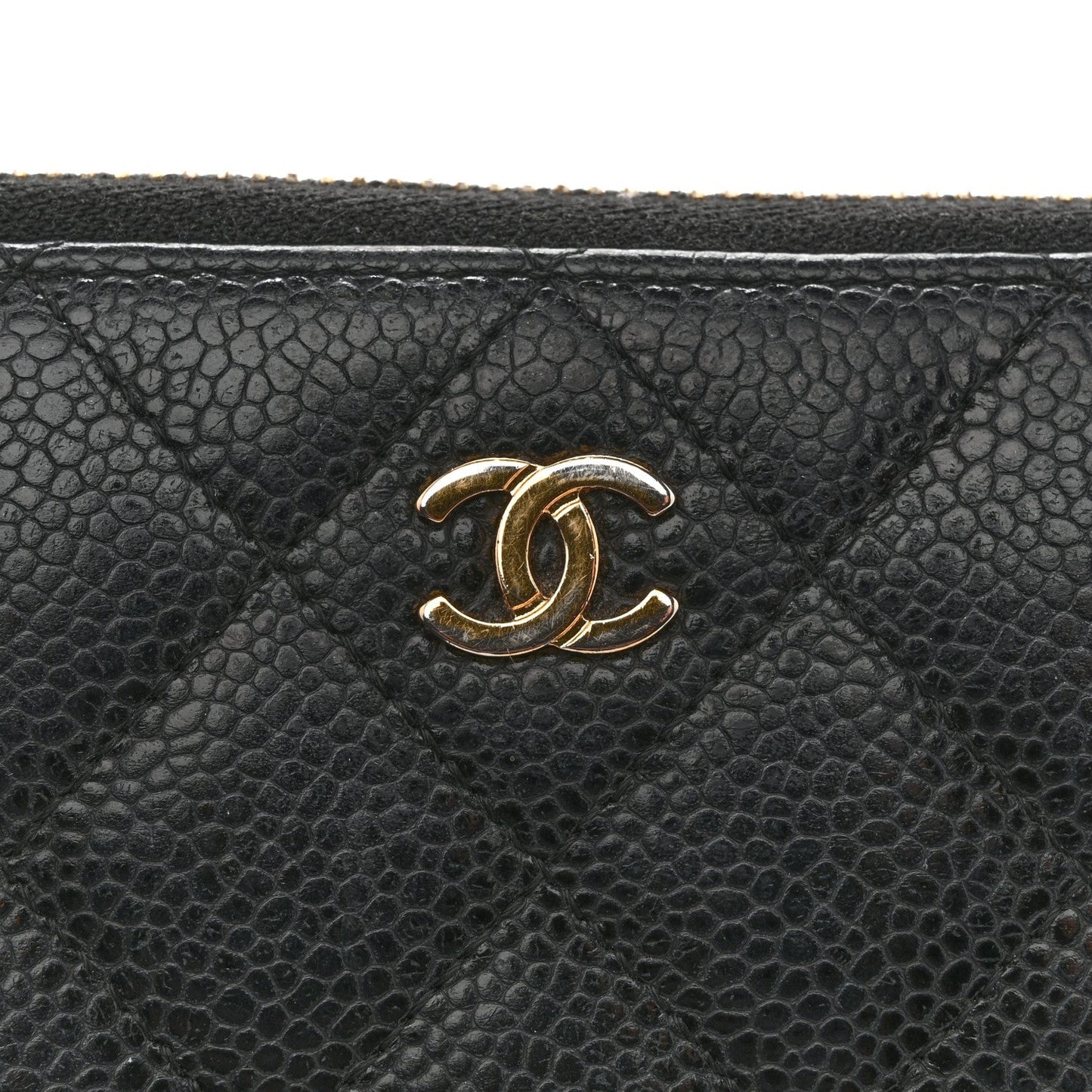 Chanel Caviar Quilted Large Gusset Zip Around Wallet Navy