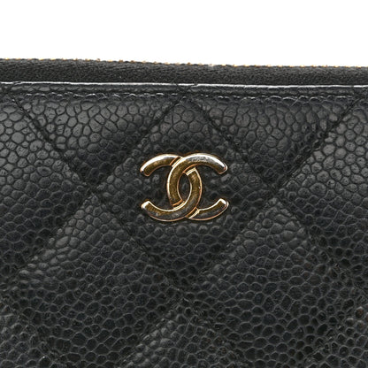 Chanel Caviar Quilted Large Gusset Zip Around Wallet Navy
