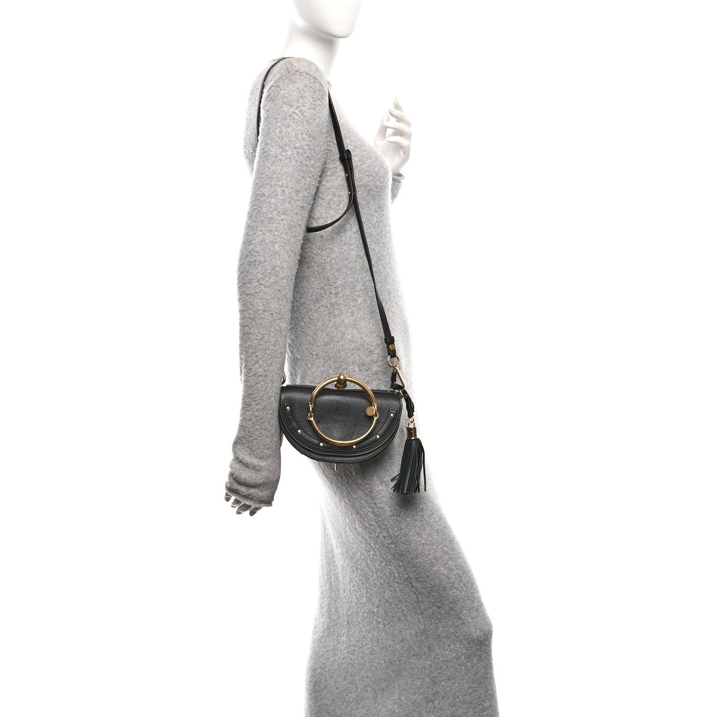 Chloe Calfskin Small Nile Bracelet Minaudiere Bag Black