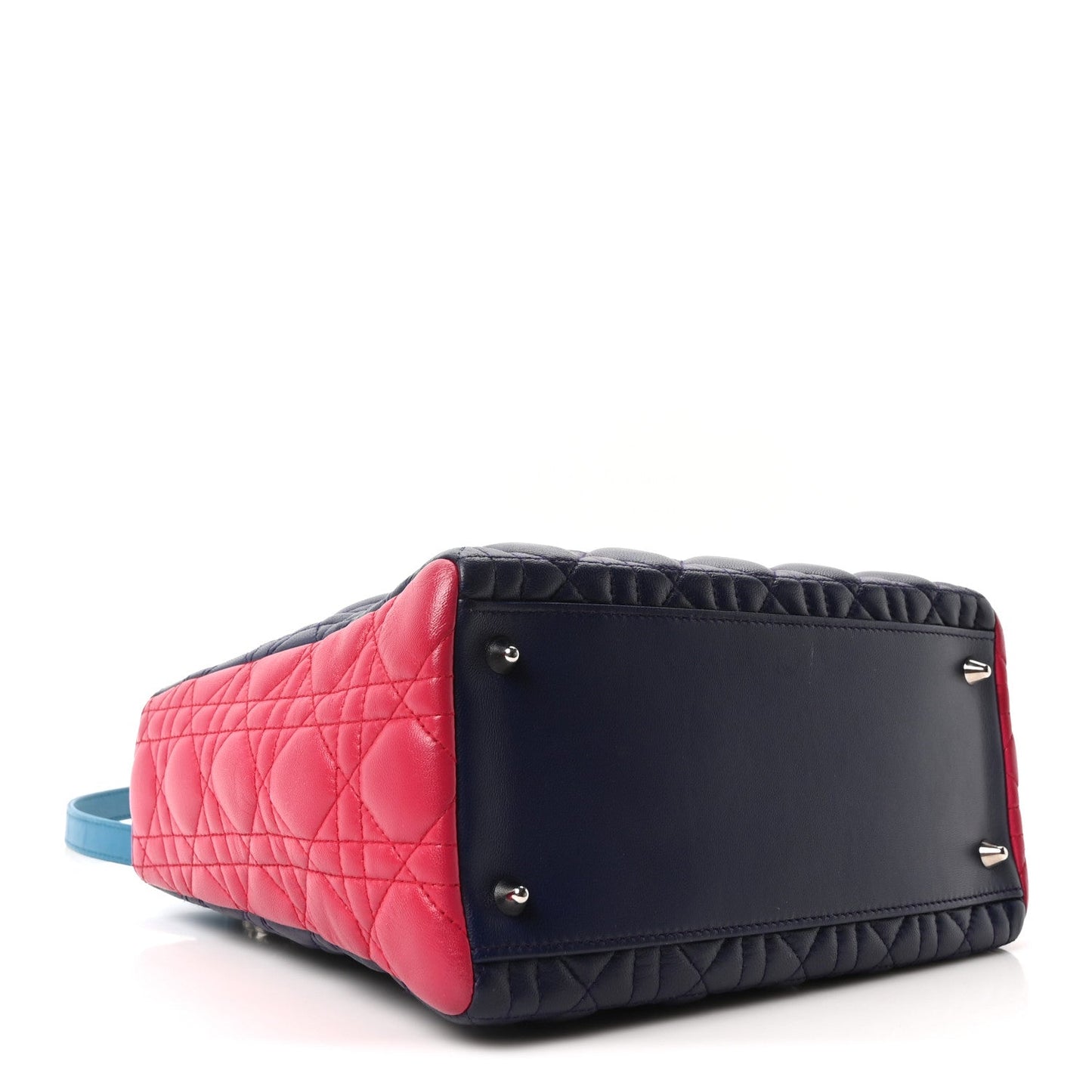 Christian Dior Lambskin Cannage Medium Tri-Color Lady Dior Sapphire Fuchsia Turquoise